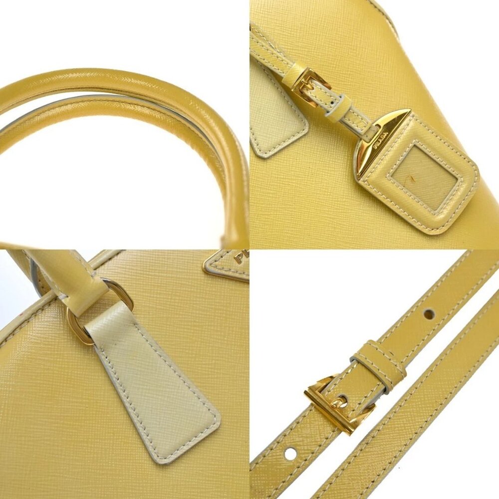 PRADA MILANO 2Way Shoulder Hand Bag Promenade Saffiano Leather Yellow 76EG323 - Picture 14 of 16